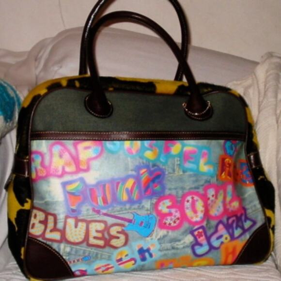 VINTAGE FRED SEGAL GRAFFITI ART MULTIMEDIA MUSIC PEACE LOVE THEME BOWLING BAG - Picture 1 of 14